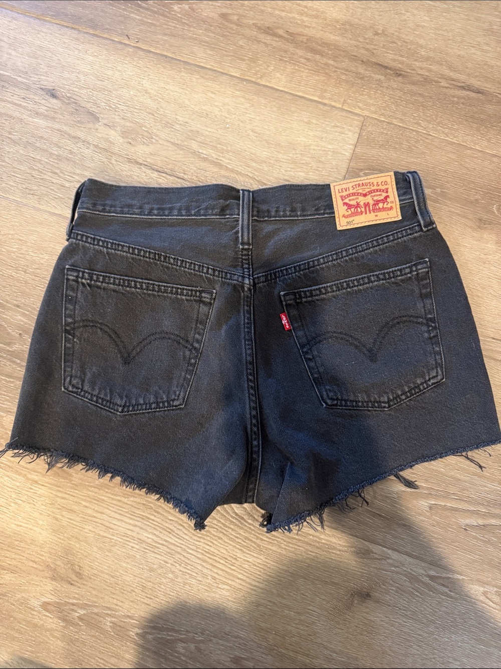 Levi's Black Frayed Hem Denim Shorts
